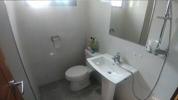 Regadera, amenidades de baño gratuitas, secadora de cabello, toallas