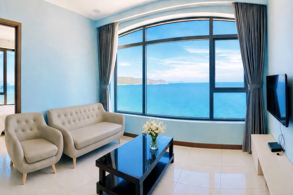 Apartamento panorâmico, 2 quartos | 2 quartos, roupas de cama premium, camas com colchões pillow-top