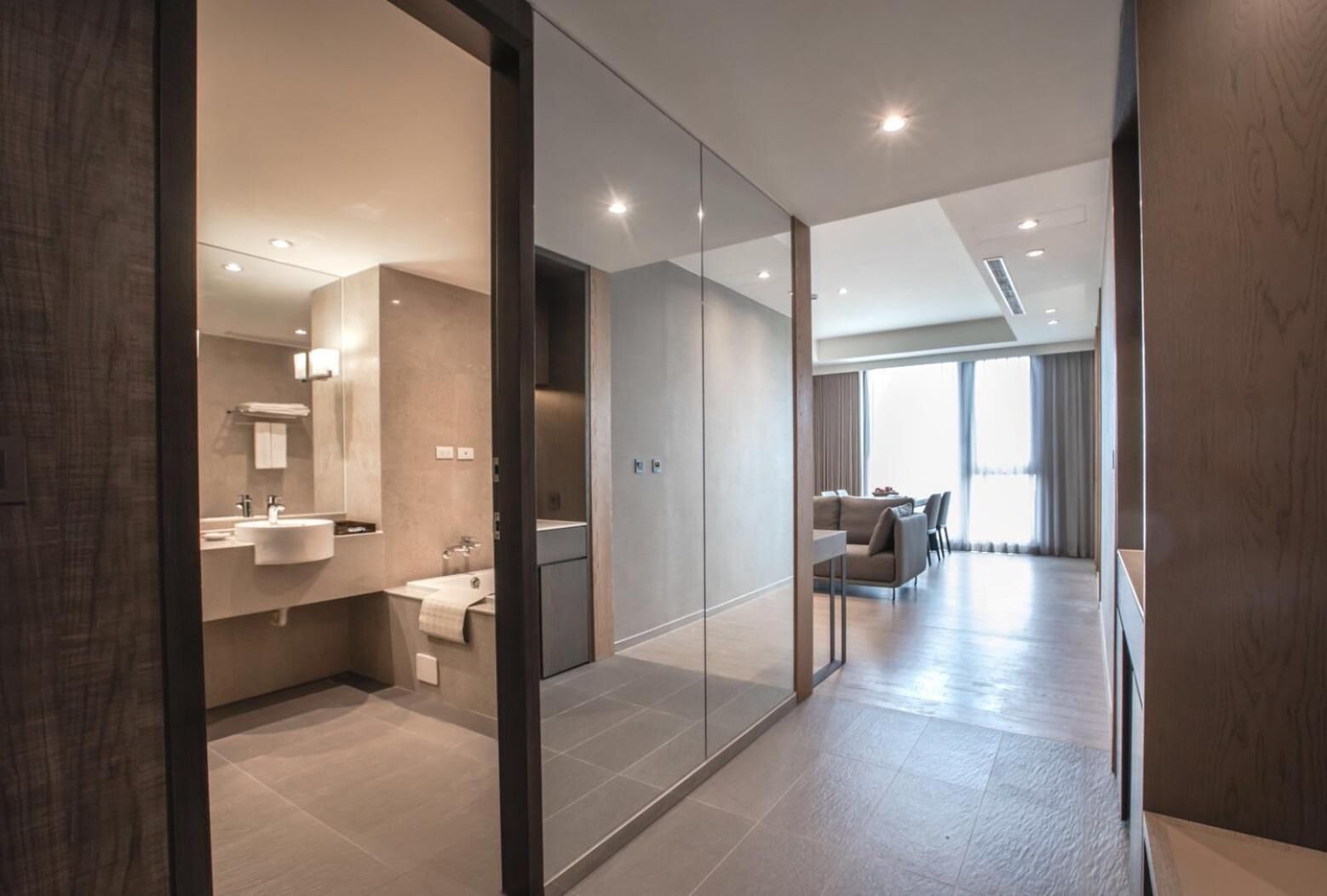 suite | bathroom | separate bathtub and shower, hair dryer, slippers, towels