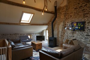 Smart TV, fireplace, video games, DVD player - Villa La Bazonnerie, quietly located holiday home with private swimming pool  (La Bazonnerie)