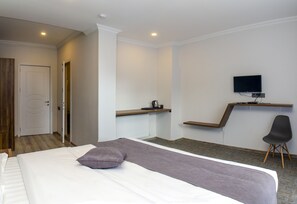 Hypo-allergenic bedding, desk, laptop workspace, soundproofing