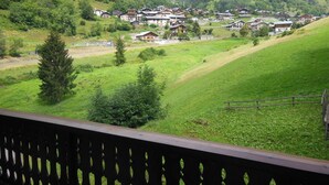 A rural village with traditional houses, surrounded by lush green fields and mountains. - Champagny-en-Vanoise: 5-room apartment, 8 pers, pets allowed (Champagny-en-Vanoise)