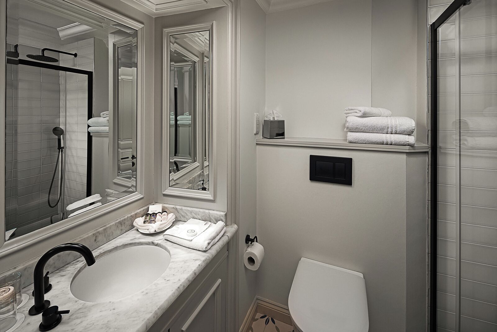 shower, free toiletries, hair dryer, bathrobes