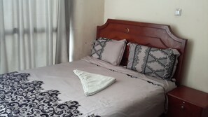 Desk, free WiFi, bed sheets