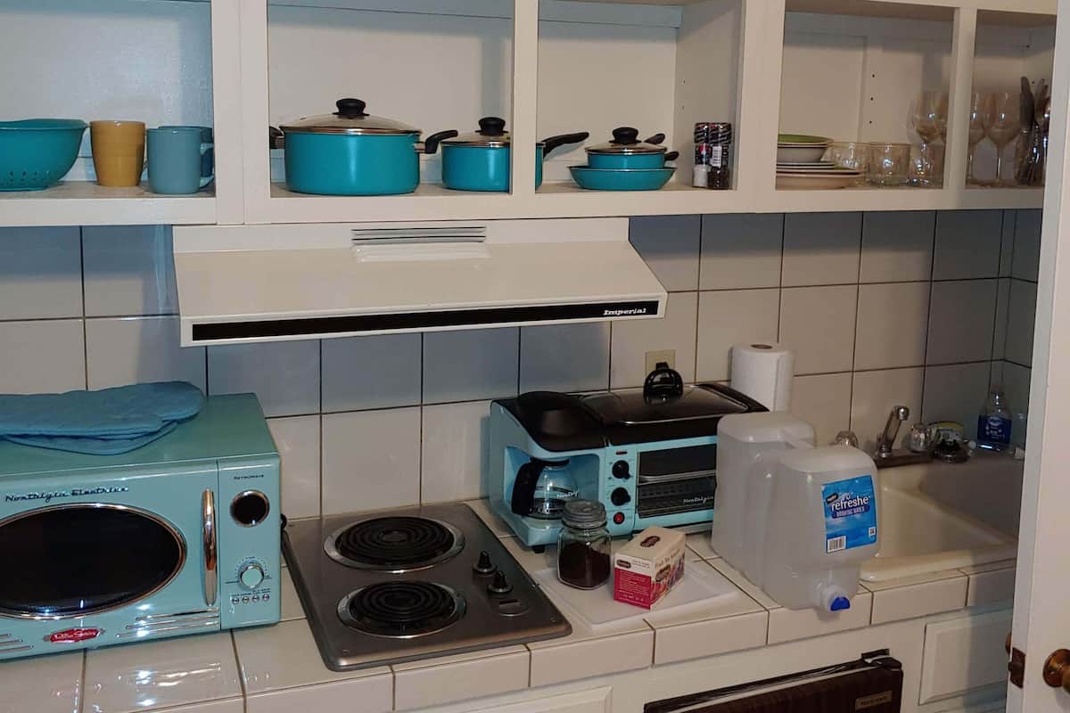 Deluxe studio suite | Privékitchenette | Een koelkast, een magnetron, een koffiezetapparaat/waterkoker