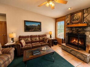 TV, fireplace, offices