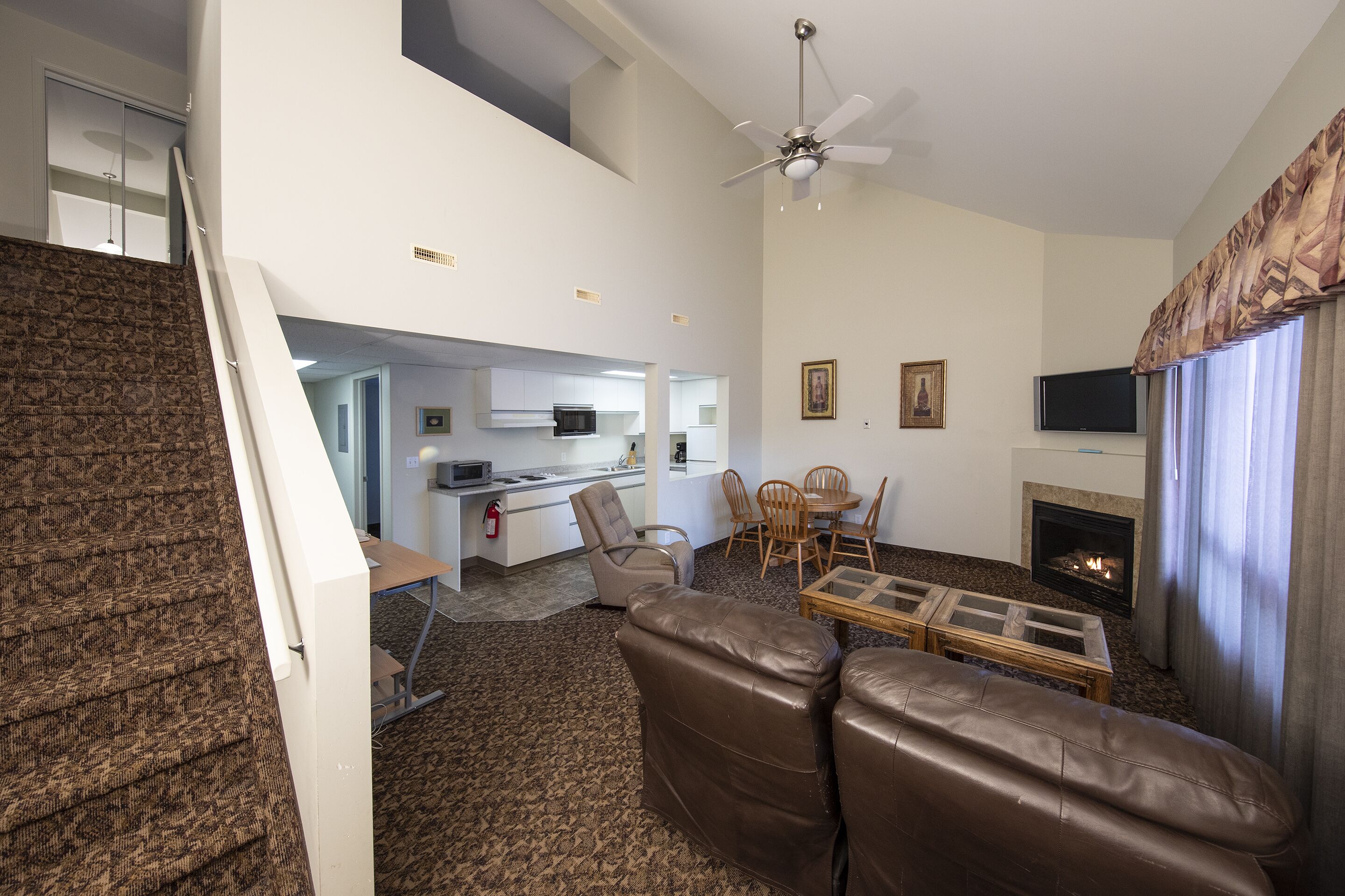 two bedroom loft suite | private kitchen | microwave, coffee/tea maker