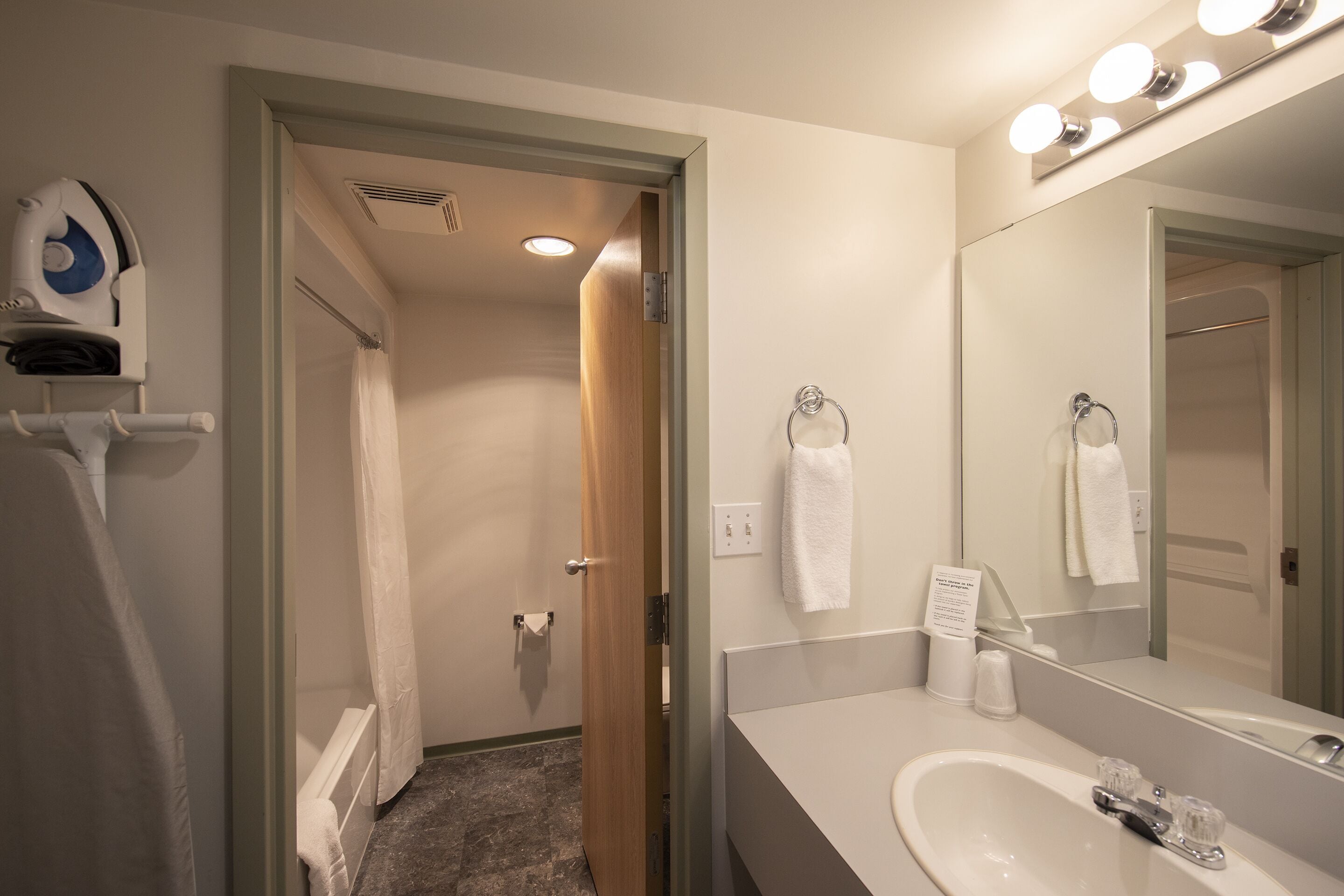 free toiletries, hair dryer, towels