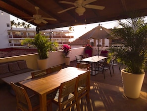 Outdoor dining - Casa Carmen, Partial Ocean View, Pool,Terraces, Historic Downtown PuertoVallarta (5 de Diciembre)