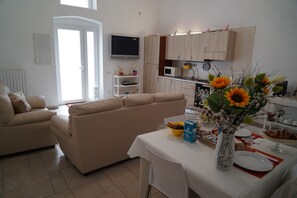 TV - Deluxe apartment with balcony overlooking the rock (Matera)