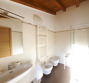 Dusche, Haartrockner, Bidet, Handtücher