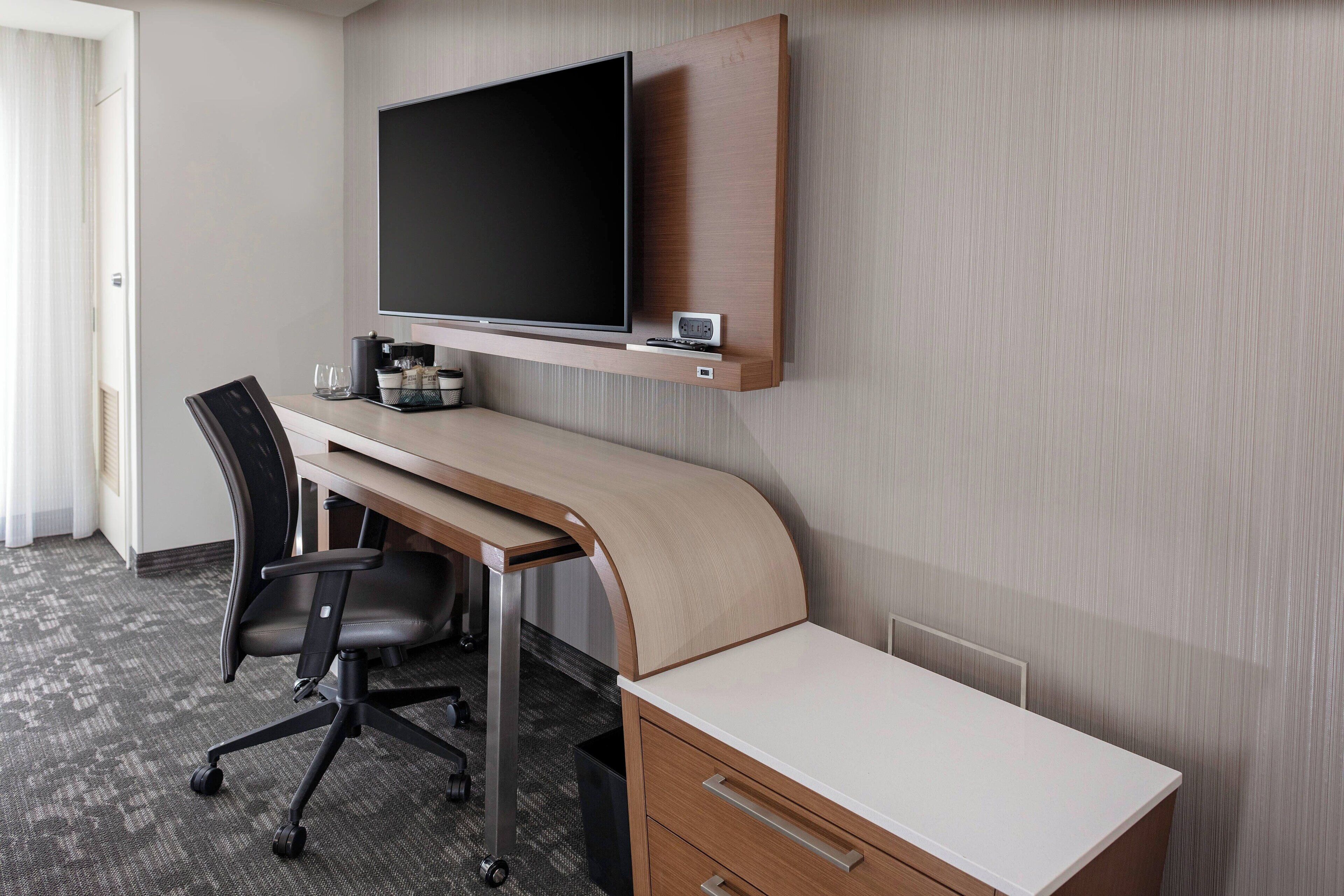 1 bedroom, desk, laptop workspace, iron/ironing board