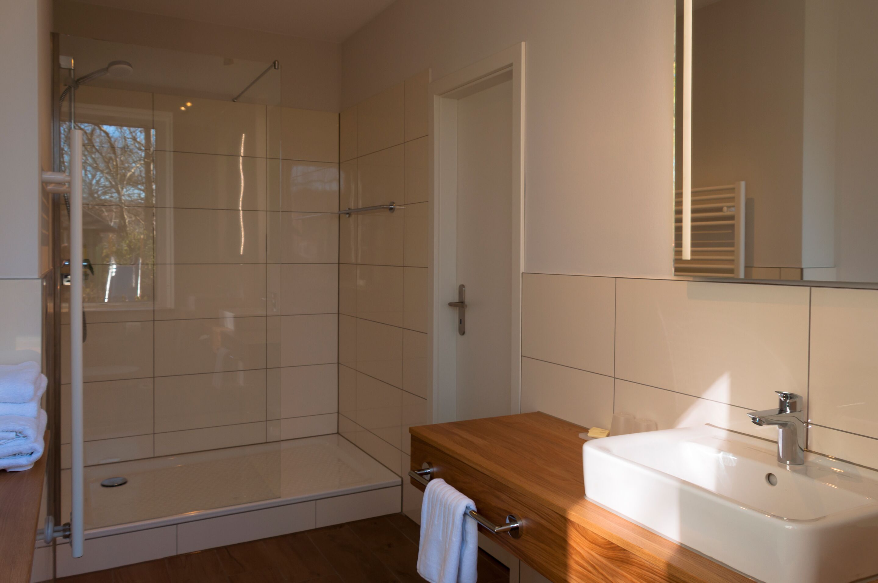 double room | bathroom | shower, hair dryer, towels, soap