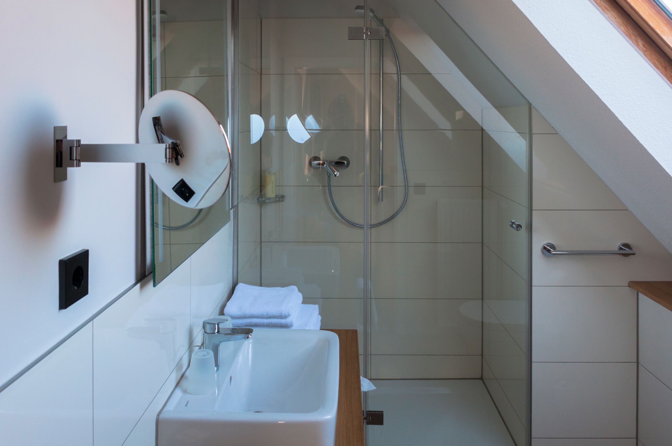 superior room | bathroom | shower, hair dryer, towels, soap