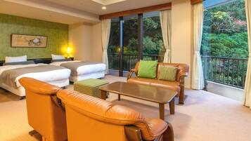 Japanese Western Style Room, Corner, Ocean View | Minibar, in-room safe, laptop workspace, blackout drapes