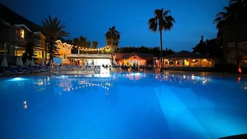 2 outdoor pools, open 7:30 AM to 7:00 PM, pool umbrellas, pool loungers