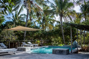 Outdoor pool, open 7:00 AM to 9:00 PM, sun loungers