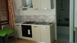 A compact kitchen with a gas stove, sink, and a dishwasher. - APARTMENT / STUDIO PALINURO CENTER AT 800M FROM THE SEA ....................... (Palinuro)
