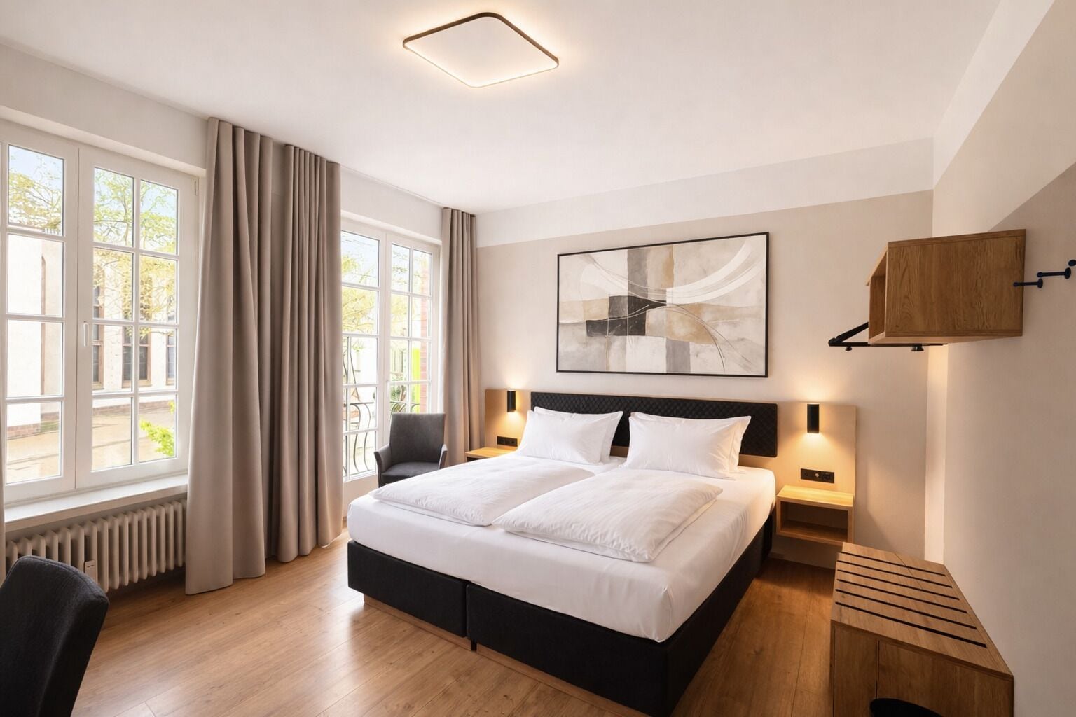 Double Room, 1 Bedroom, Non Smoking, Refrigerator | Hypo-allergenic bedding, minibar, blackout drapes, iron/ironing board