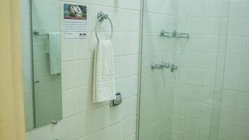 Une salle de bain avec un lavabo, des toilettes et une douche.