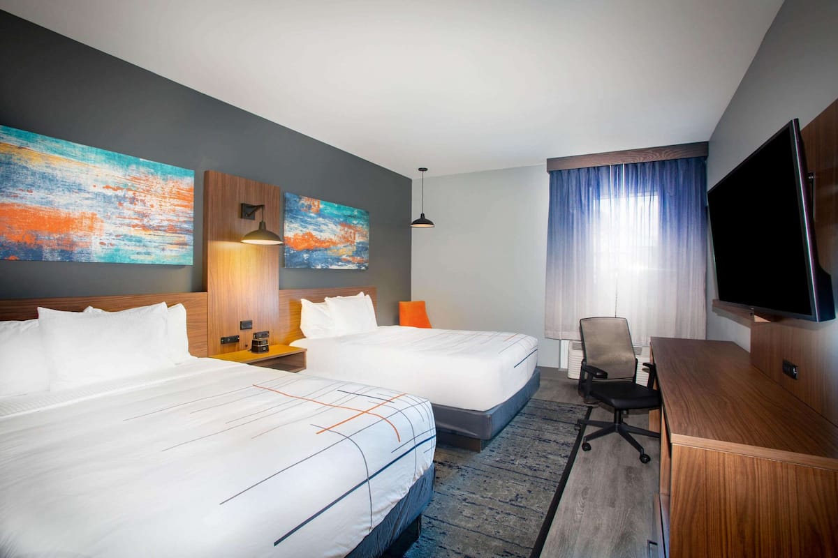 room, 2 queen beds, non smoking | desk, laptop workspace, blackout curtains, iron/ironing board