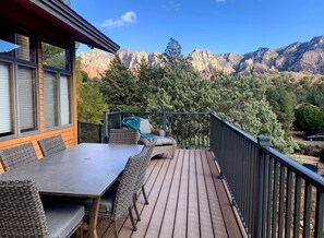 Outdoor dining - Wow! Expansive Red Rock Views from Inside and Out of Spacious Home with Spa. (Sedona)