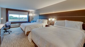 A hotel room with two beds, a desk, and a large window offering a view. - Holiday Inn Express & Suites Union City by IHG (Union City)