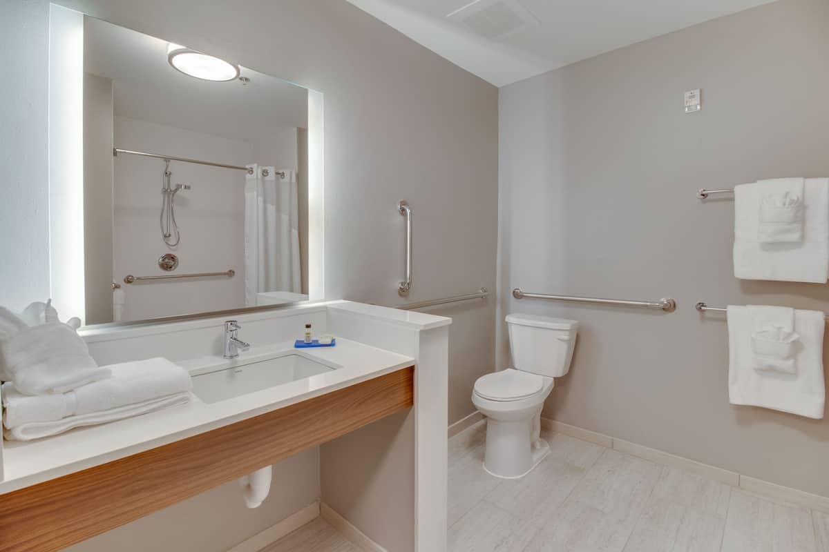 standard room, 1 king bed, mobility accessible (roll-in shower) | in-room safe, individually decorated, individually furnished, desk