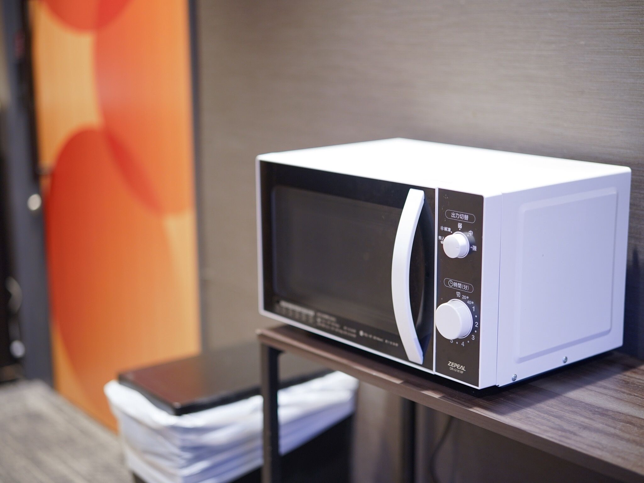 fridge, microwave, electric kettle