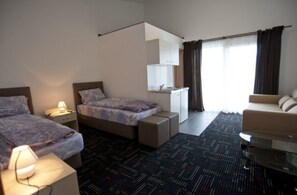Desk, free WiFi, bed sheets