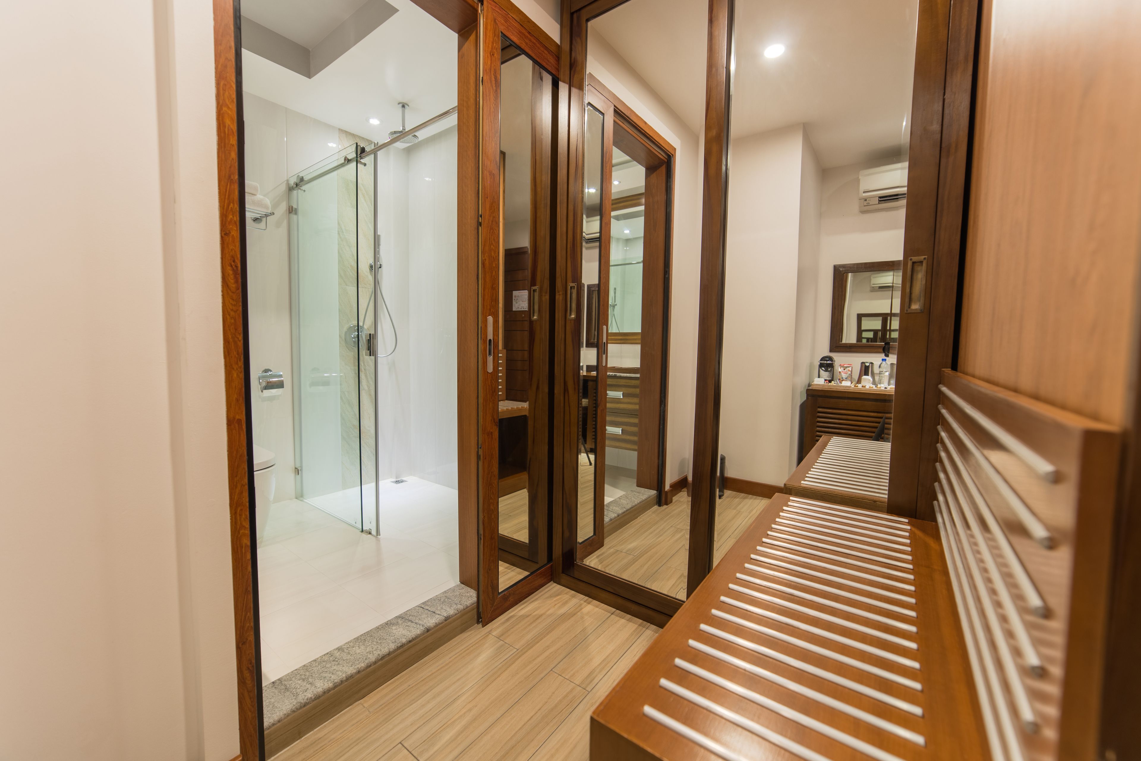 executive suite-balcony view with free return airport transfer | safe