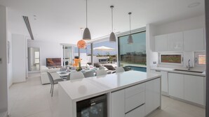 Villa, 3 Bedrooms | Private kitchen | Coffee/tea maker, full-sized fridge, microwave, oven