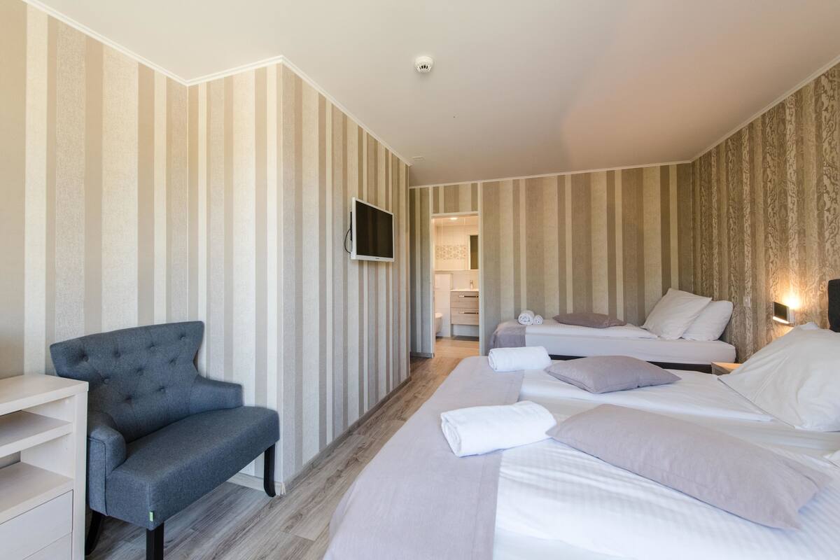 Desk, soundproofing, rollaway beds, free WiFi