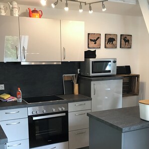 Kühlschrank, Mikrowelle, Ofen, Herdplatte