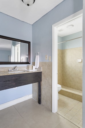 Doppelzimmer, 2 Queen-Betten | Badezimmer | Dusche, kostenlose Toilettenartikel, Haartrockner, Bidet