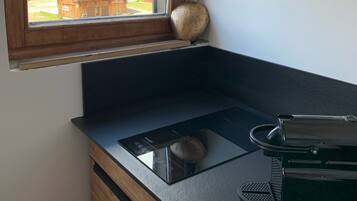 Frigorífico, microondas, placa de cocina y lavavajillas