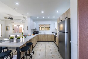 Villa, 3 Bedrooms | Private kitchen | Full-size fridge, microwave, oven, stovetop - Meneou Beachfront Villa 3 (Meneou)