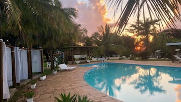 Outdoor pool, sun loungers