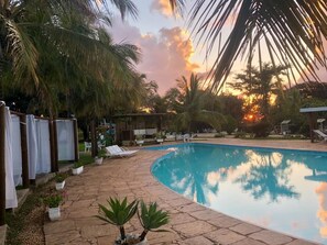 Outdoor pool, sun loungers
