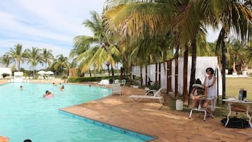 Outdoor pool, pool loungers