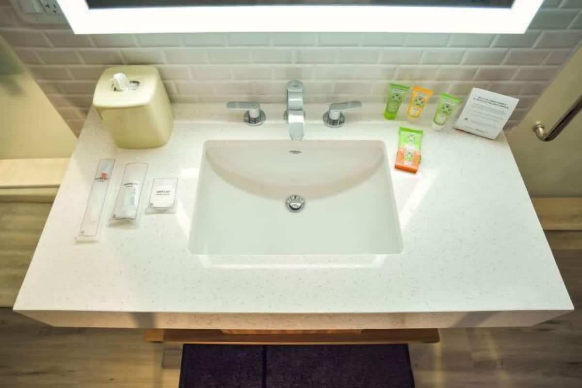 Free toiletries, hair dryer, towels, soap