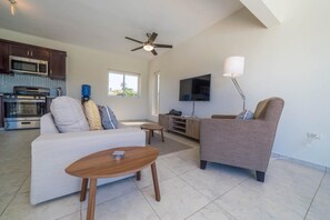 Luxury Villa, 2 Bedrooms, Private Pool | Living area | Flat-screen TV - Coco Bohio, Villas in Sosua, Casa Linda (Sosúa)
