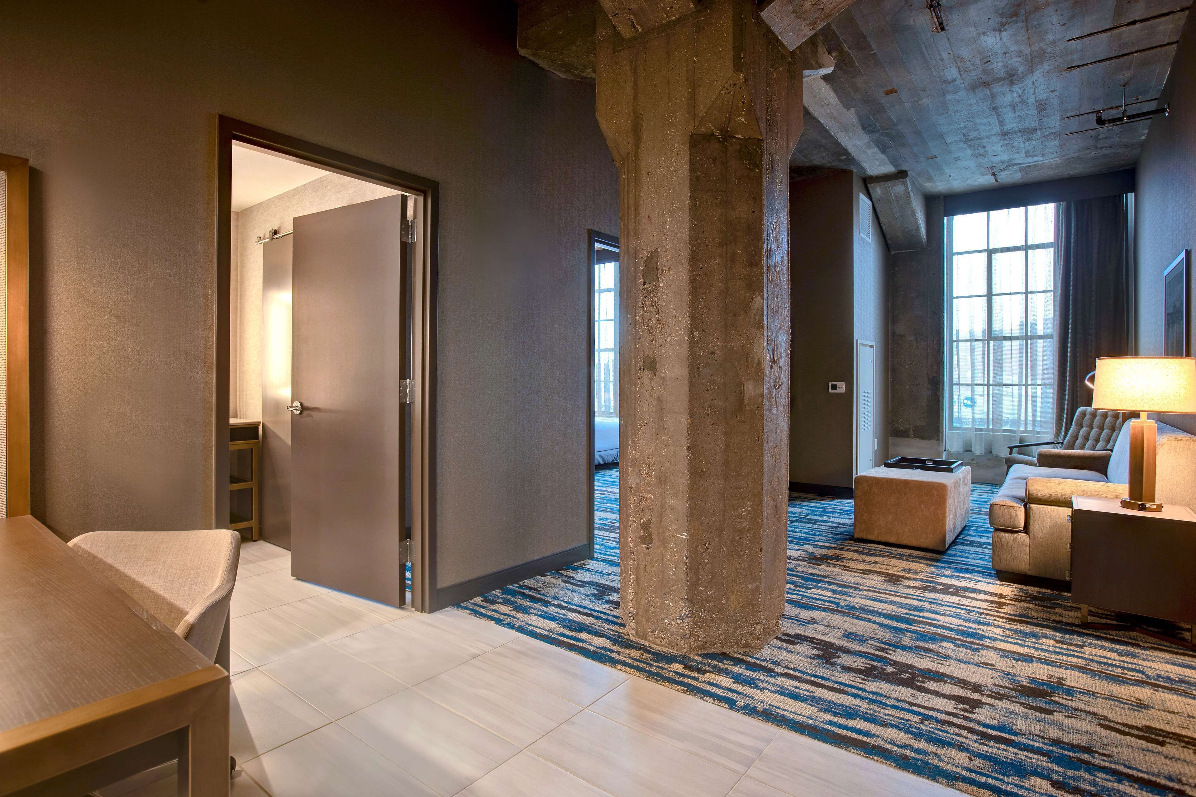 Suite, 1 King Bed, Accessible (Roll-In Shower) | Living area | Flat-screen TV