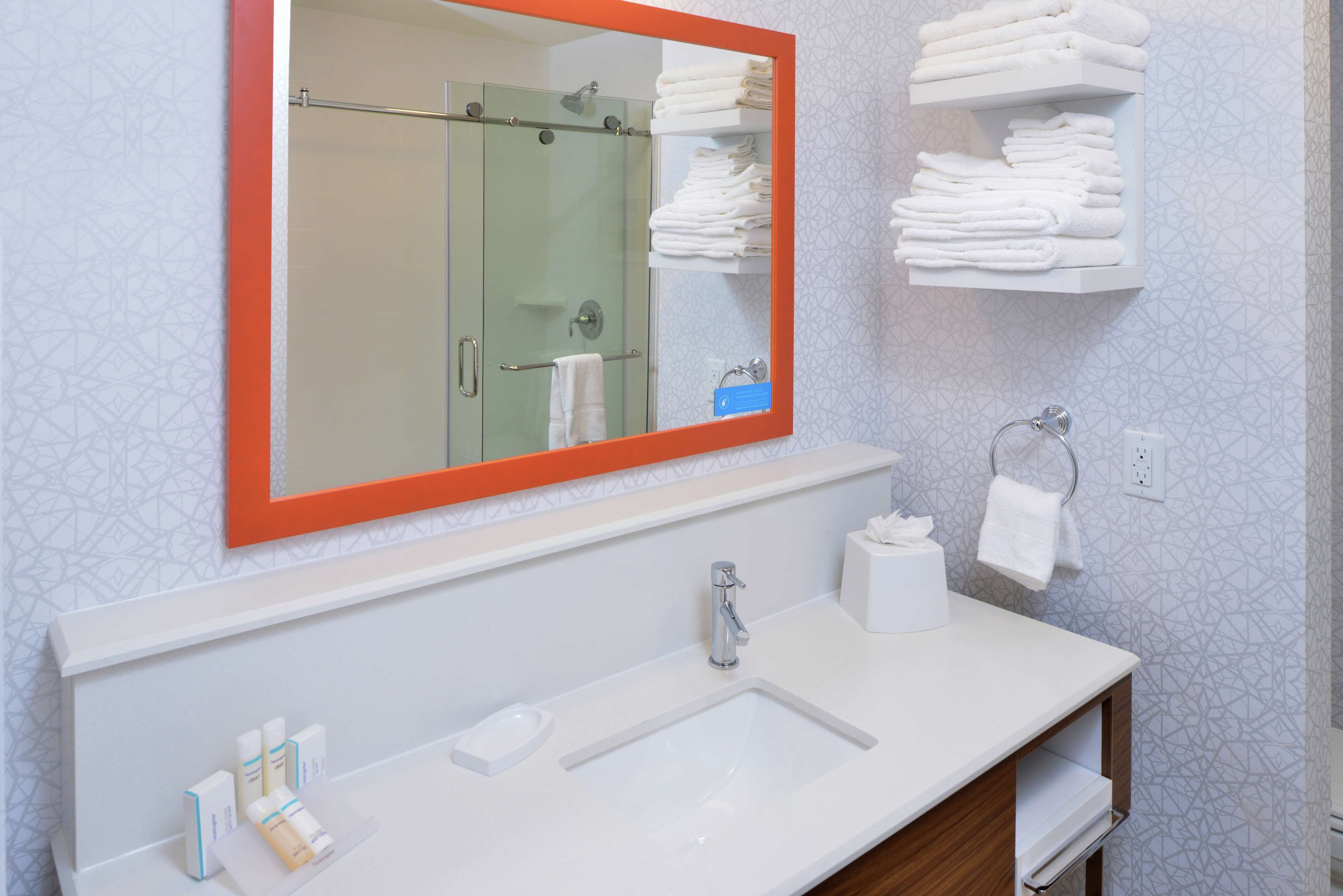 free toiletries, hair dryer, towels