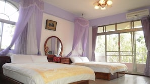 Desk, blackout curtains, free WiFi, bed sheets