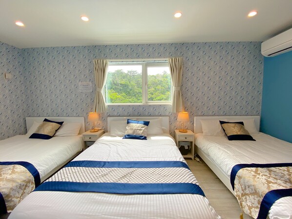 4 bedrooms, individually decorated, individually furnished, desk