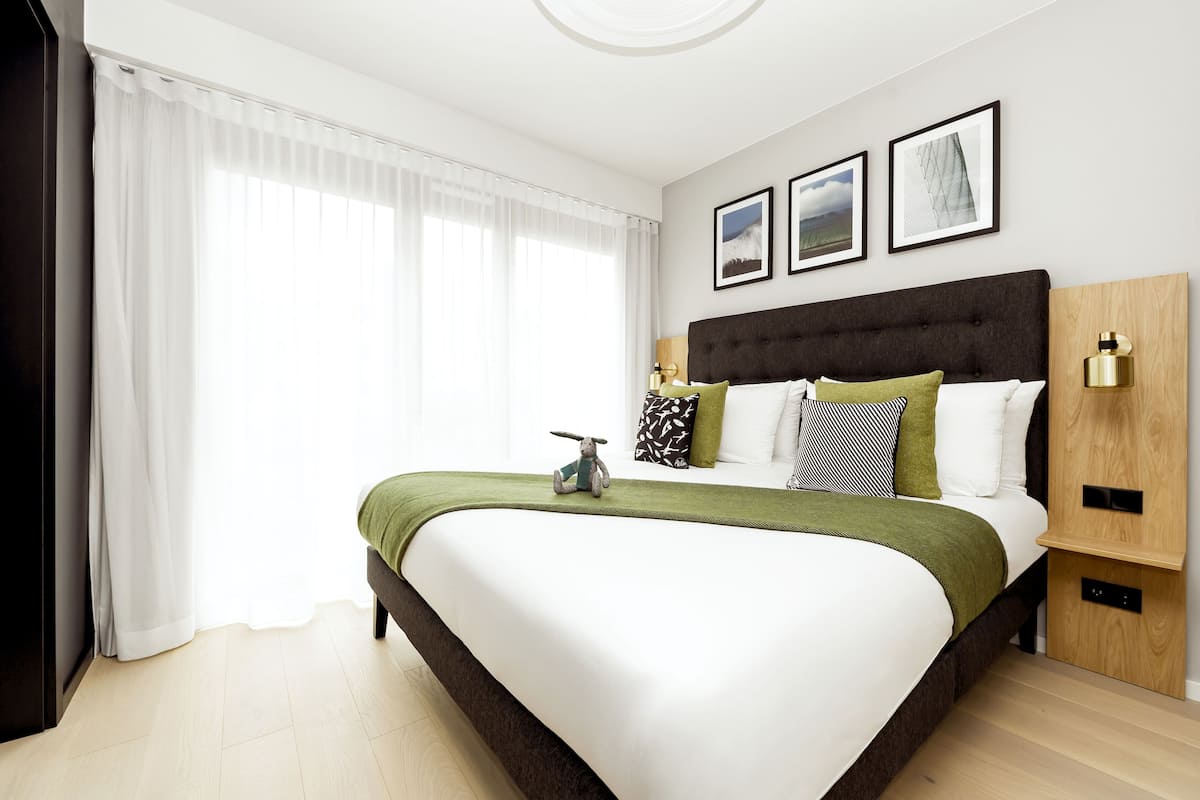 1 habitación y ropa de cama de alta calidad