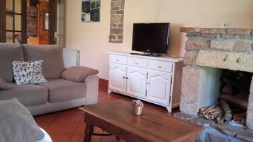 Televisión y chimenea