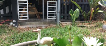 4 huéspedes, 2 camas, 1 baño, un jardín