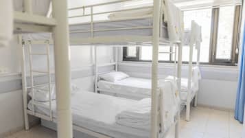 Desk, laptop workspace, free WiFi, bed sheets